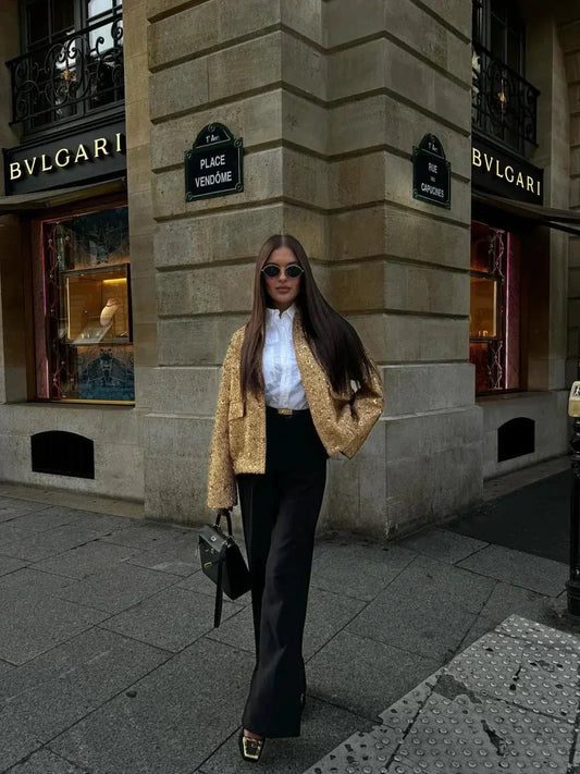 Céleste – Pailletten statement – Cropped jas