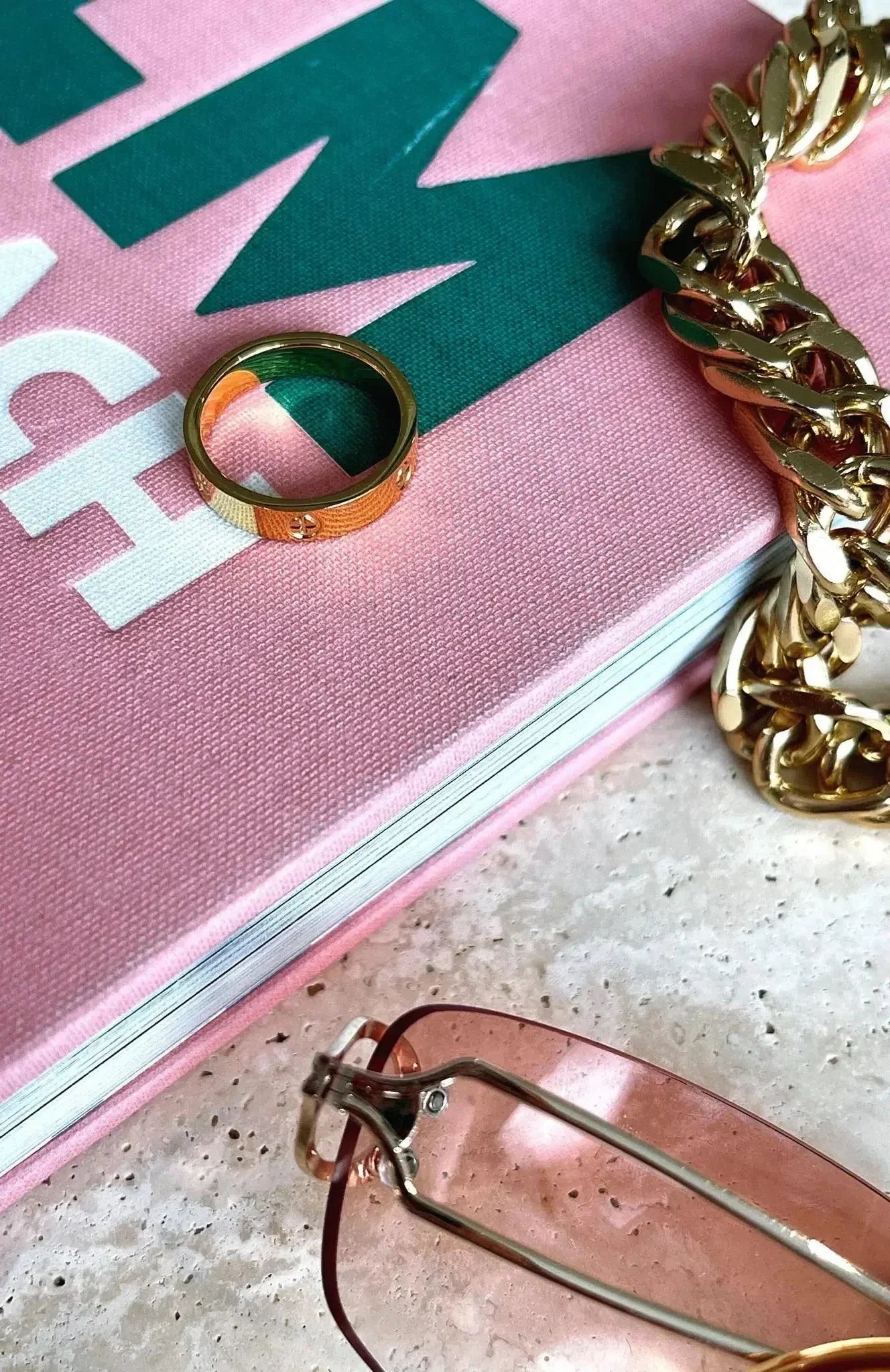 Goudvergulde chunky ring - Brede band met hoogglans