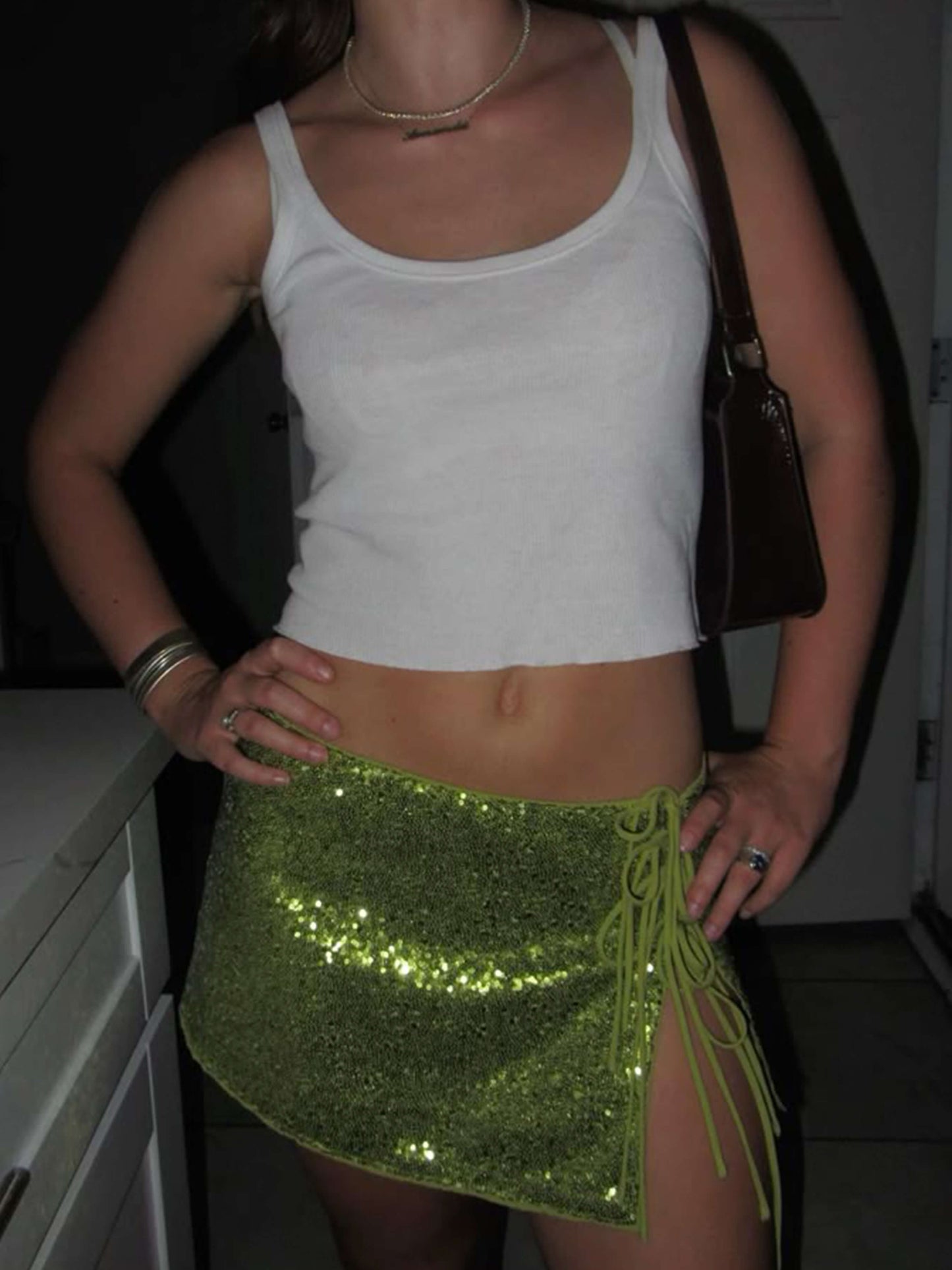 Giorvetta – Pailletten strikdetail – Minirok