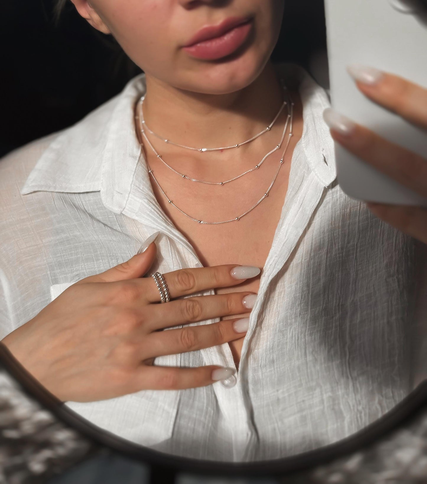 Sterling zilveren satellite ketting - Minimalistisch en elegant