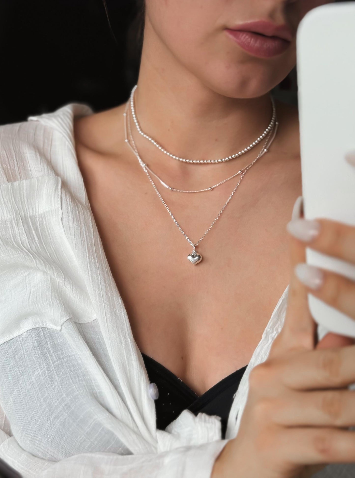 Italiaanse zilveren hart ketting - Romantische sterling zilveren hanger