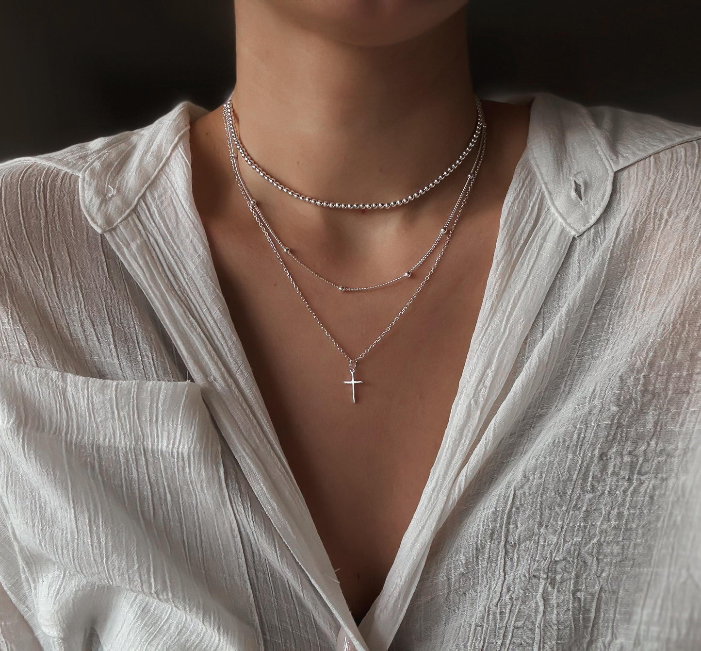 Italiaanse zilveren kruis ketting - Elegante sterling zilveren hanger