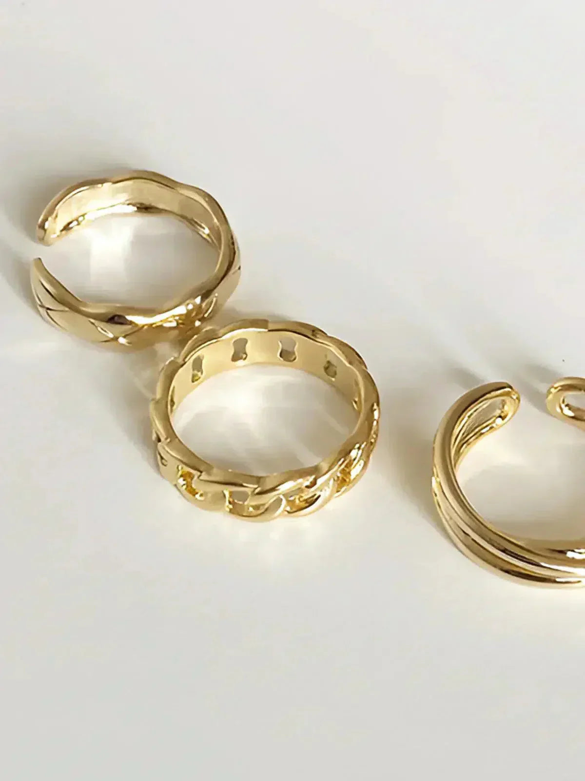 Goudkleurig hoopring-trio - Gedraaide structuur