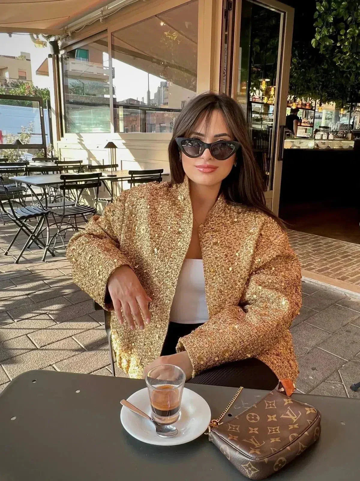 Céleste – Pailletten statement – Cropped jas