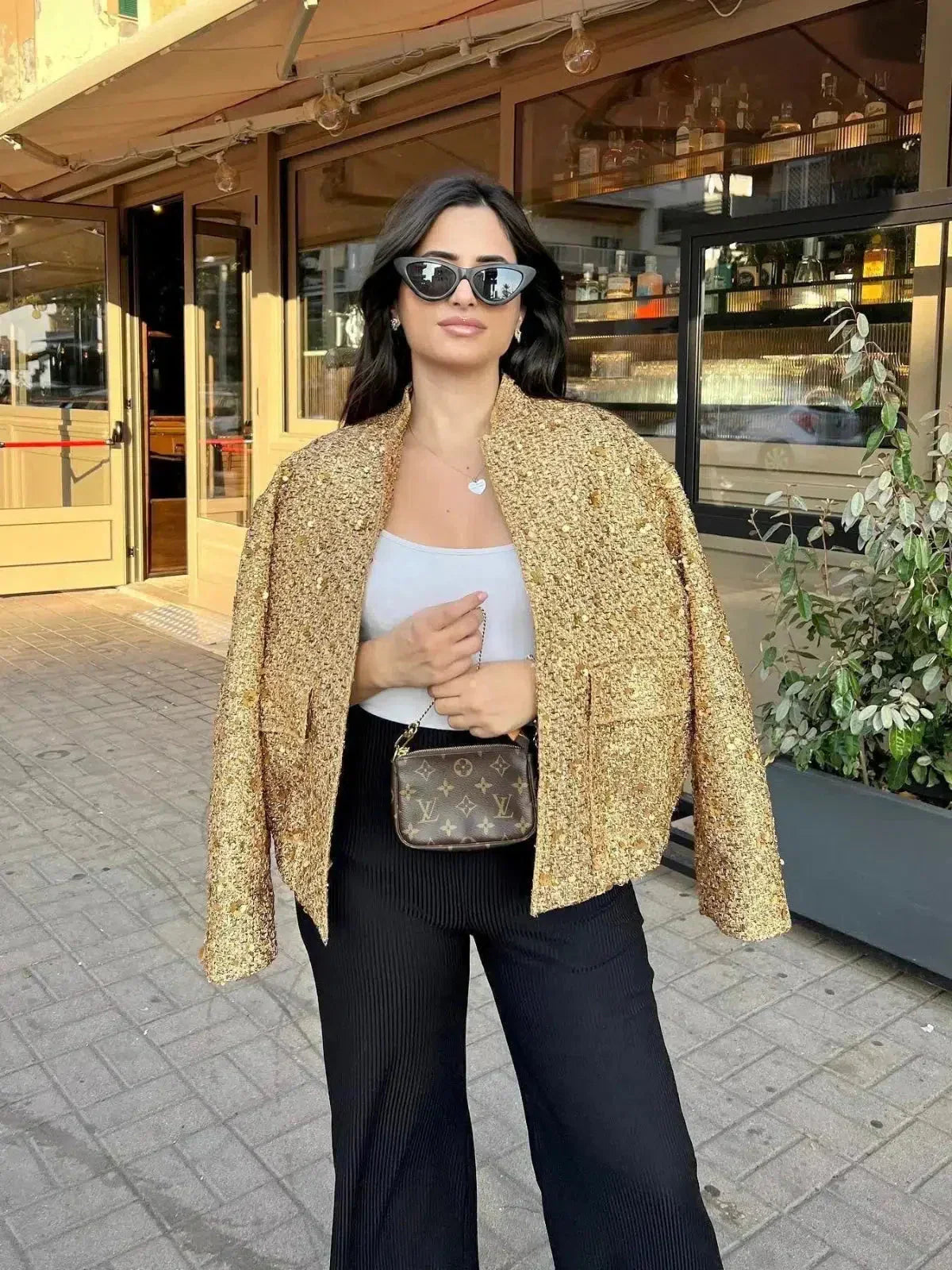 Céleste – Pailletten statement – Cropped jas