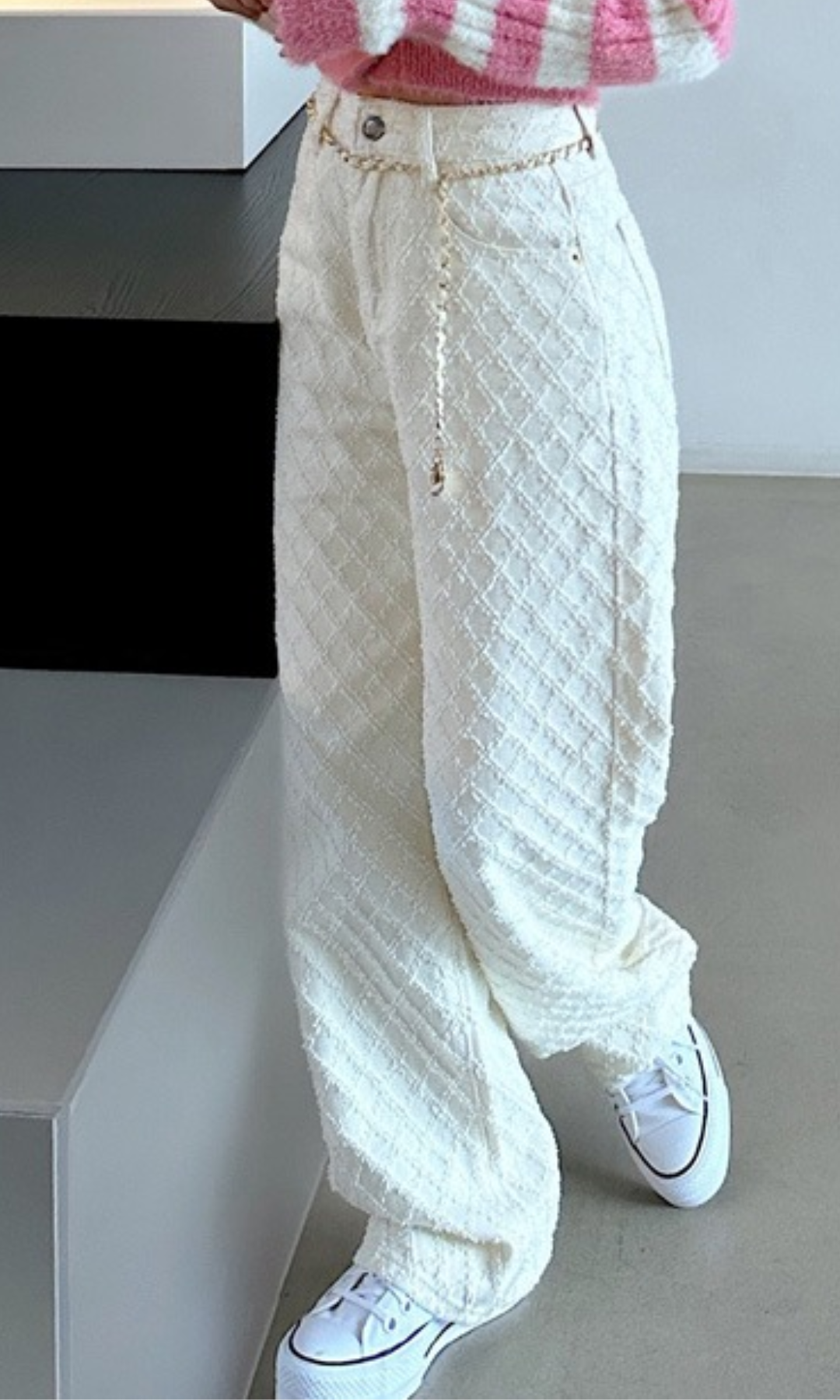 Cerelline – Textuur geweven patroon – Wijde broek