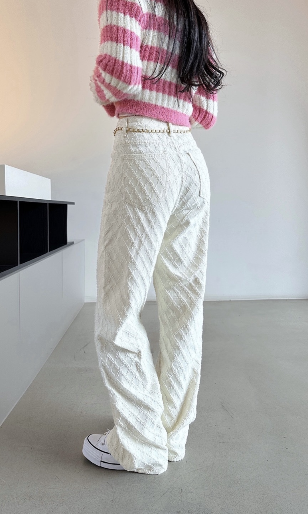 Cerelline – Textuur geweven patroon – Wijde broek