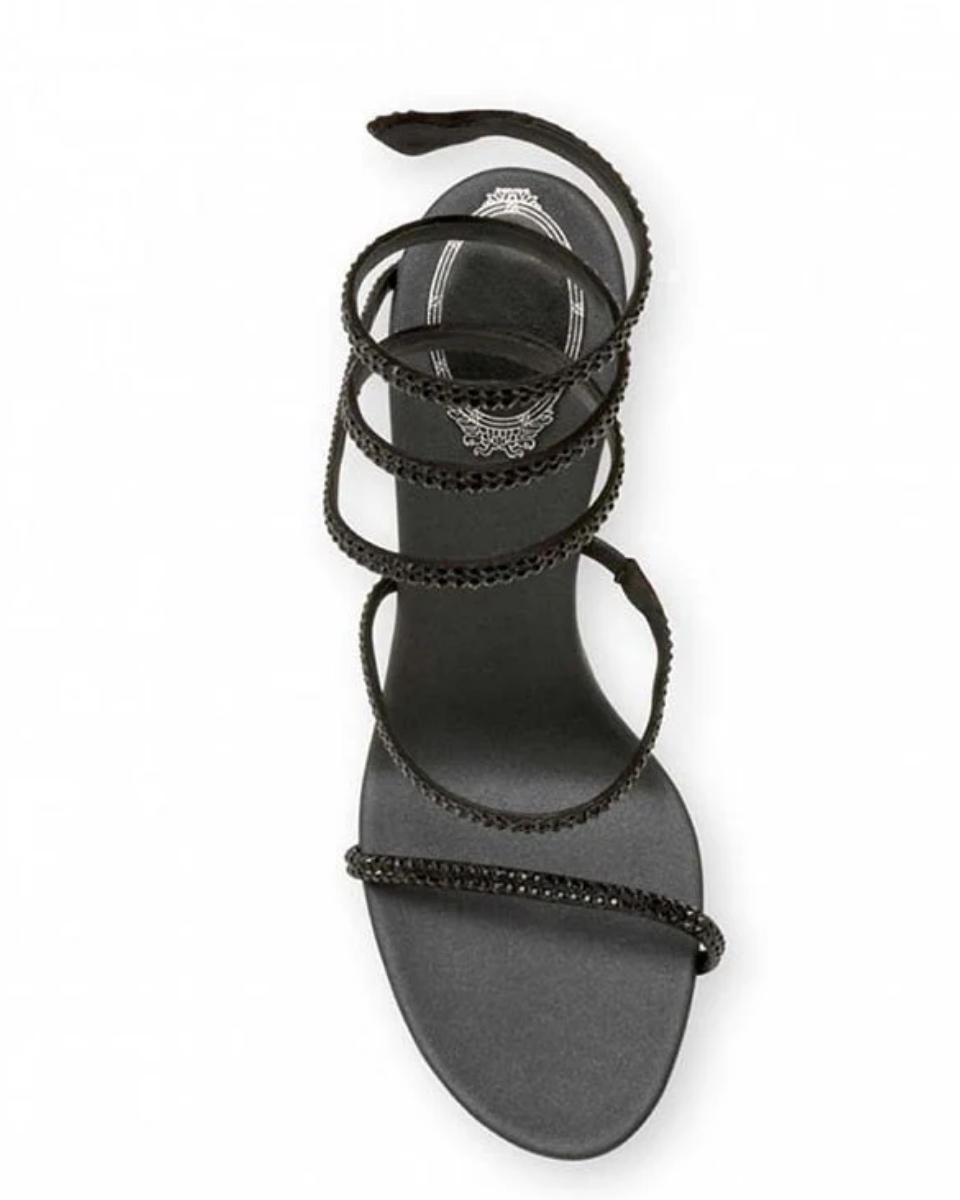 Desideria – Fijne naaldhak – Strass sandalen met dubbele band