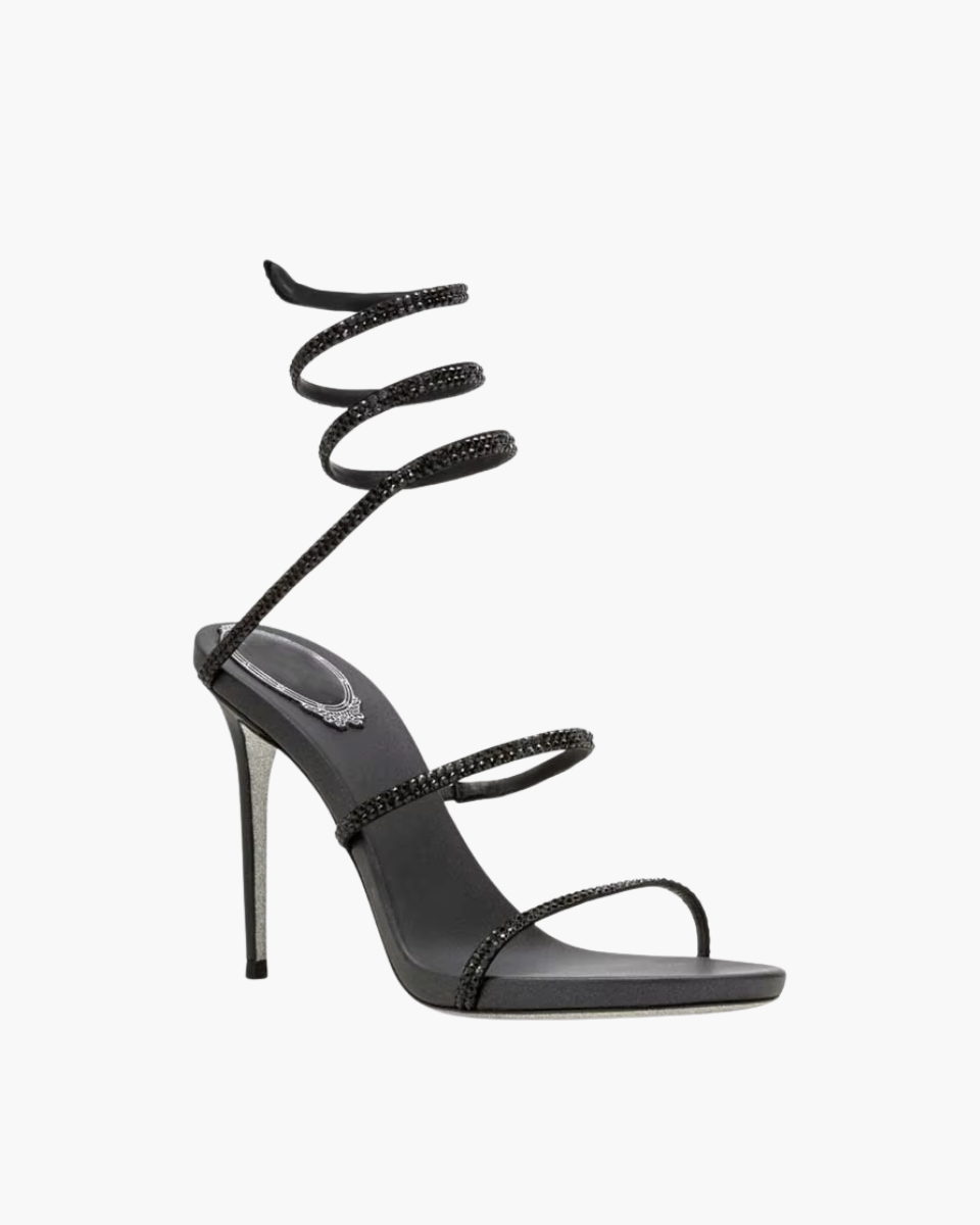 Desideria – Fijne naaldhak – Strass sandalen met dubbele band