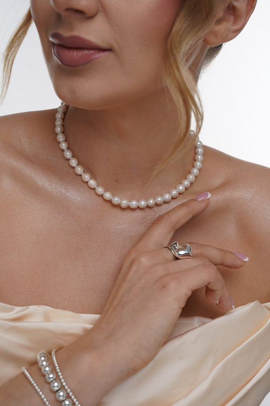 Elegante Zoetwaterparelketting - Parels met zilveren sluiting