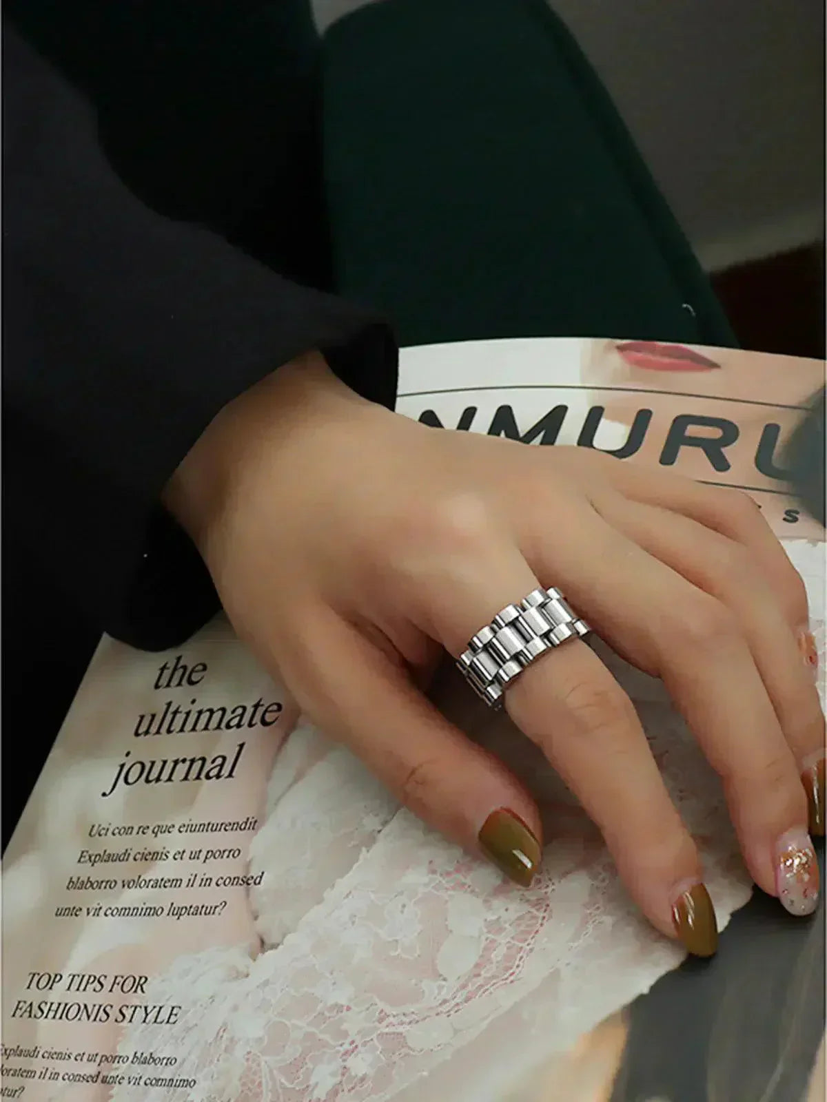 Statementring met blokschakels - Gepolijste afwerking