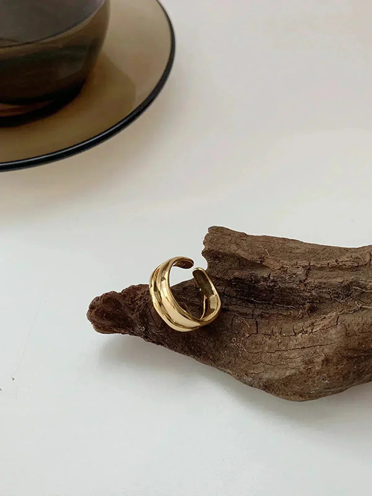 Minimalistische verstelbare ring - Gelaagd open ontwerp