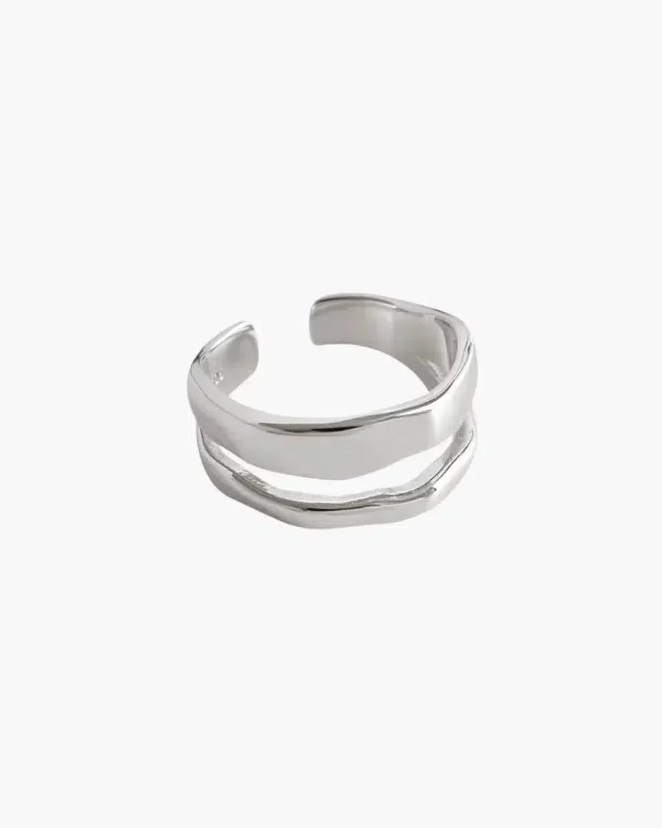 Minimalistische verstelbare ring - Gelaagd open ontwerp