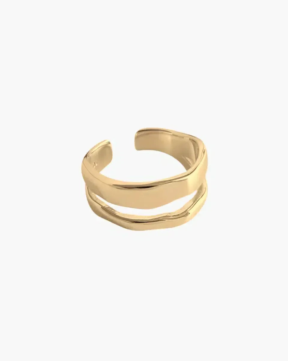 Minimalistische verstelbare ring - Gelaagd open ontwerp