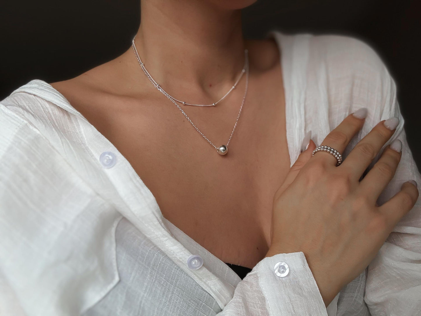 Italiaanse zilveren floating bead ketting - Minimalistische sterling zilveren hanger