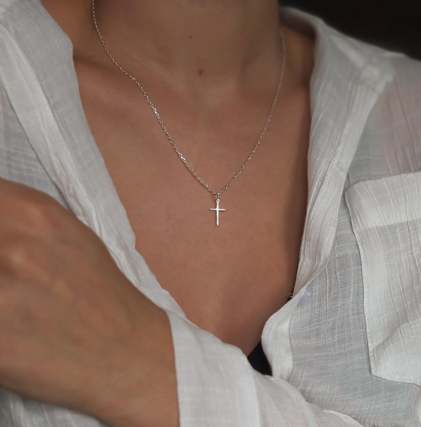 Italiaanse zilveren kruis ketting - Elegante sterling zilveren hanger