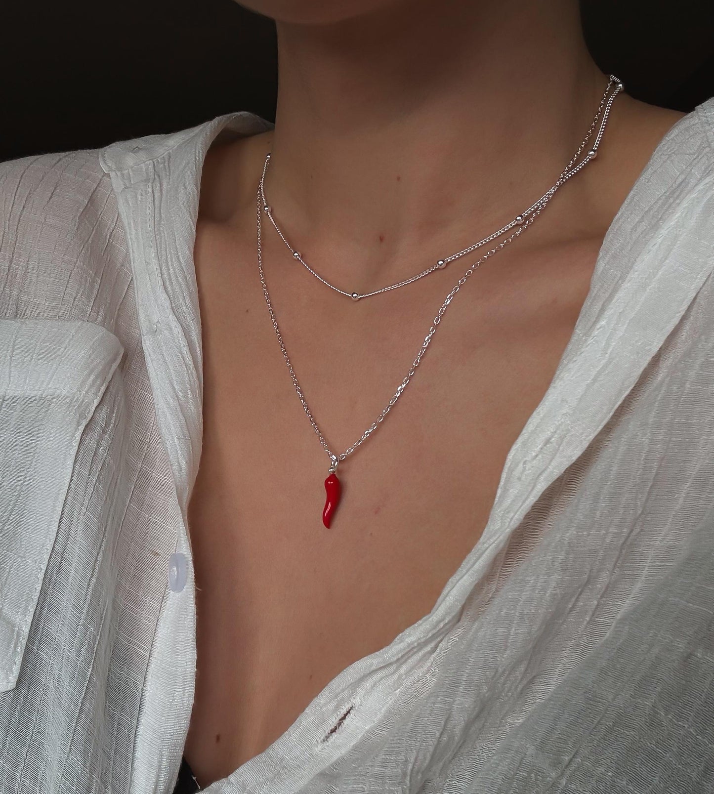 Italiaanse rode cornetto ketting - Elegante talisman tegen het boze oog