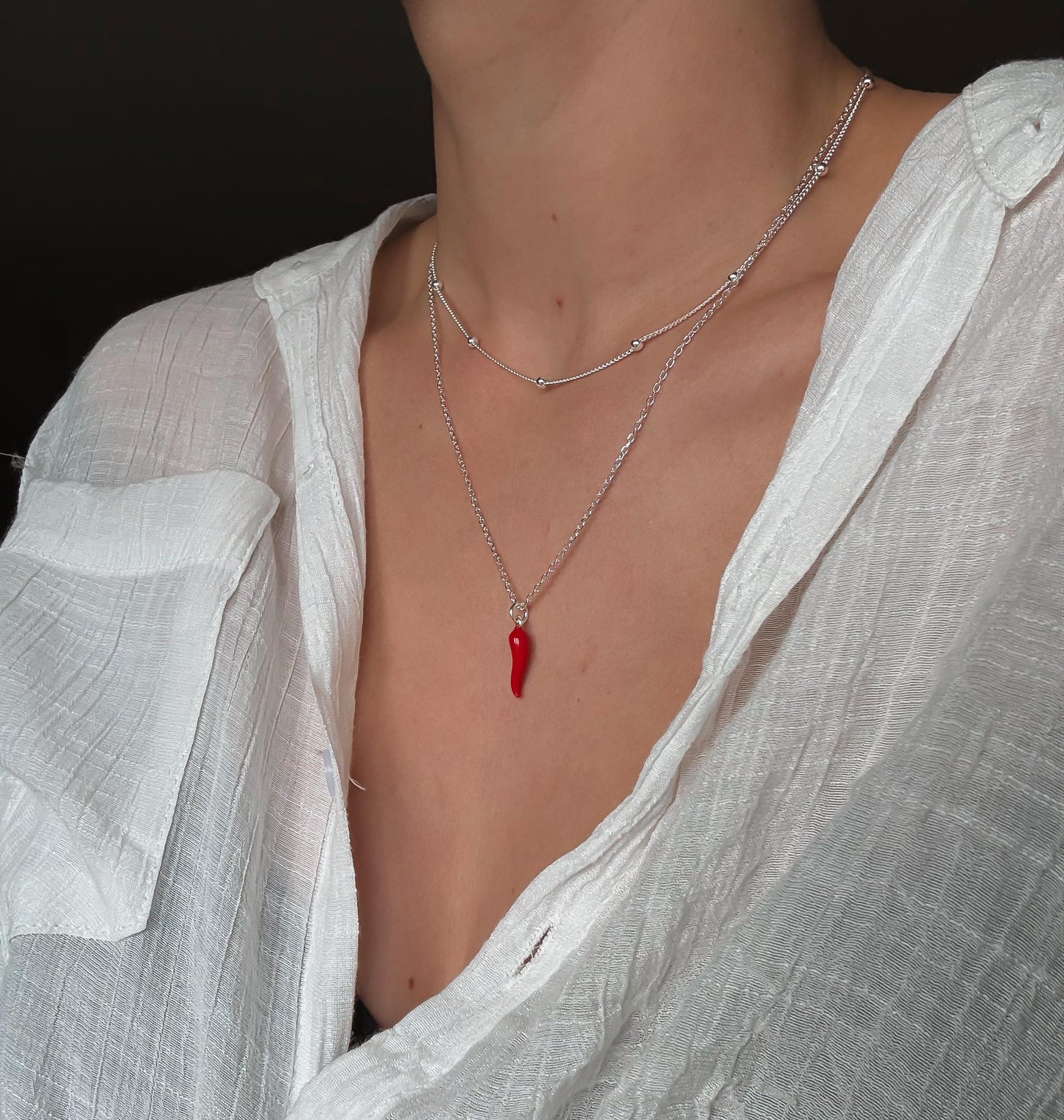 Italiaanse rode cornetto ketting - Elegante talisman tegen het boze oog