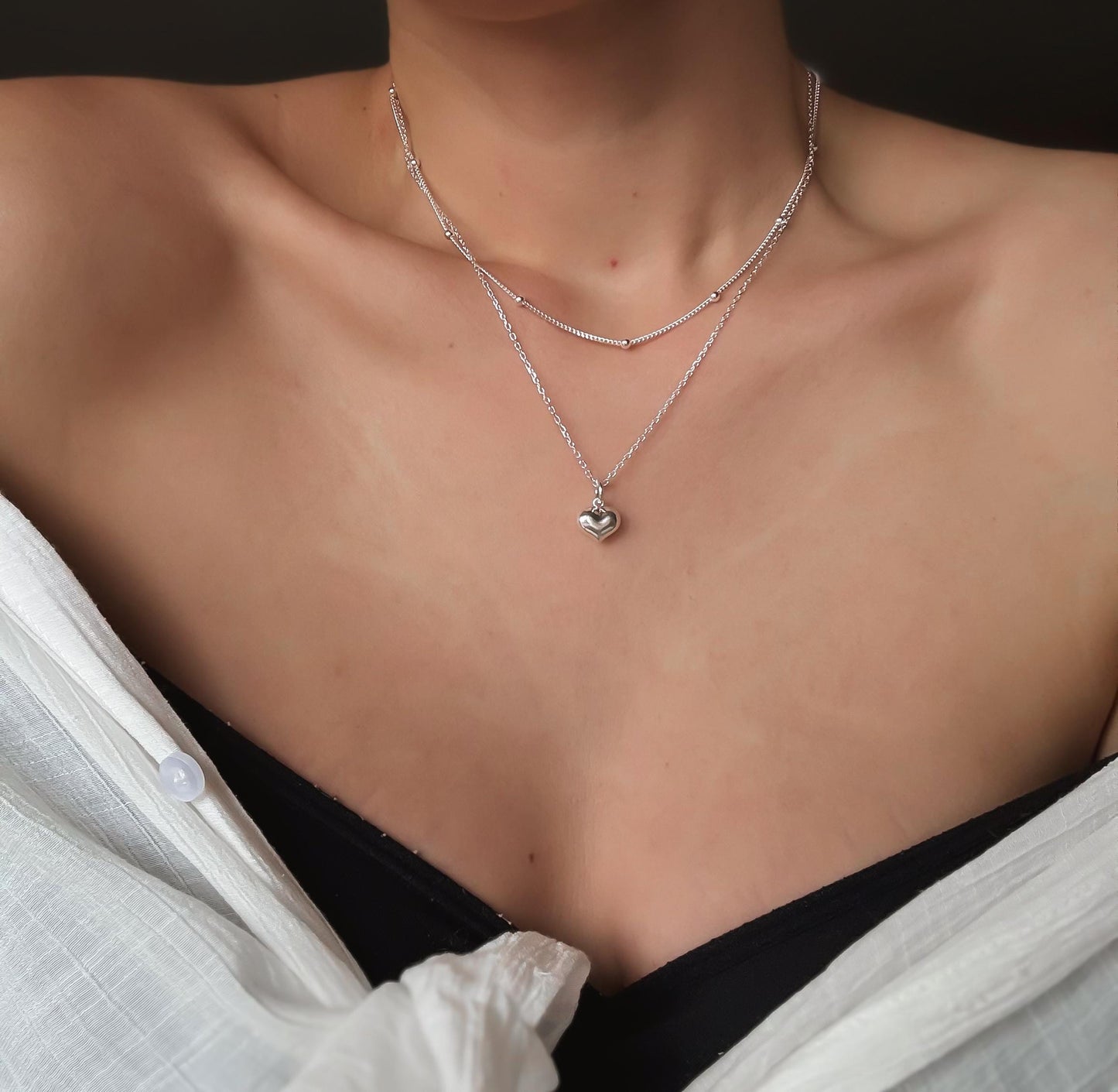 Italiaanse zilveren hart ketting - Romantische sterling zilveren hanger