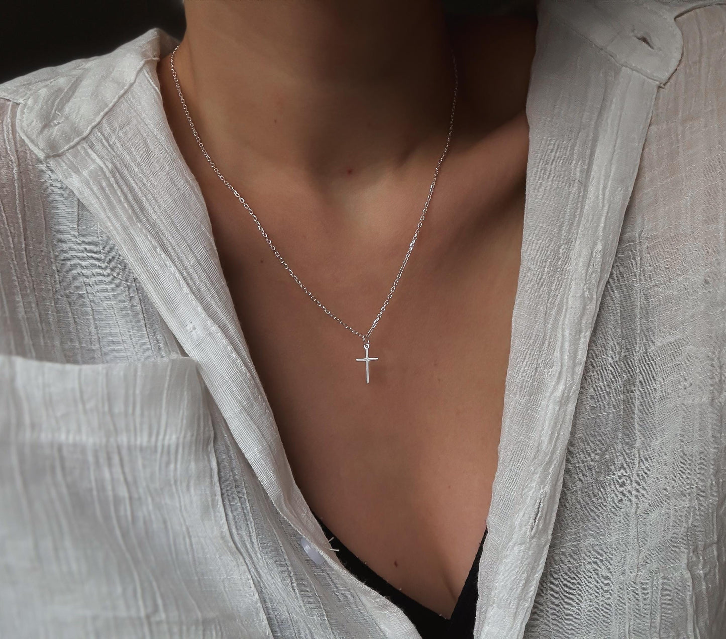 Italiaanse zilveren kruis ketting - Elegante sterling zilveren hanger