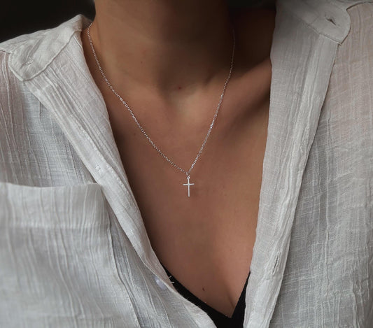 Italiaanse zilveren kruis ketting - Elegante sterling zilveren hanger