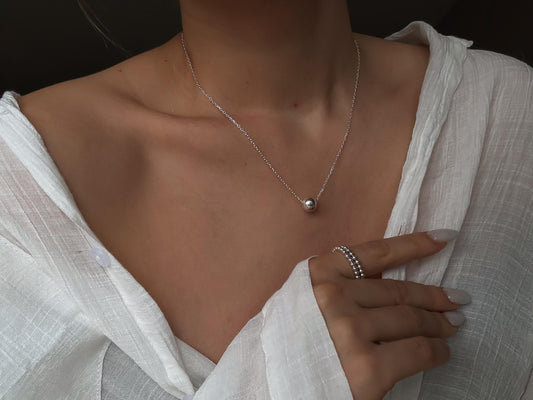 Italiaanse zilveren floating bead ketting - Minimalistische sterling zilveren hanger