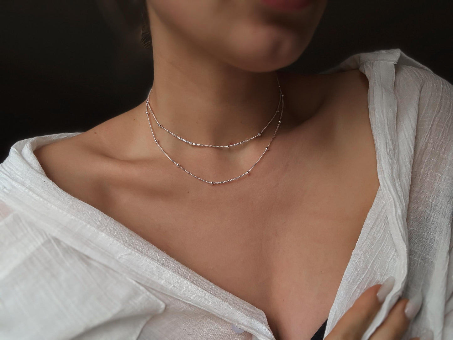 Sterling zilveren satellite ketting - Minimalistisch en elegant