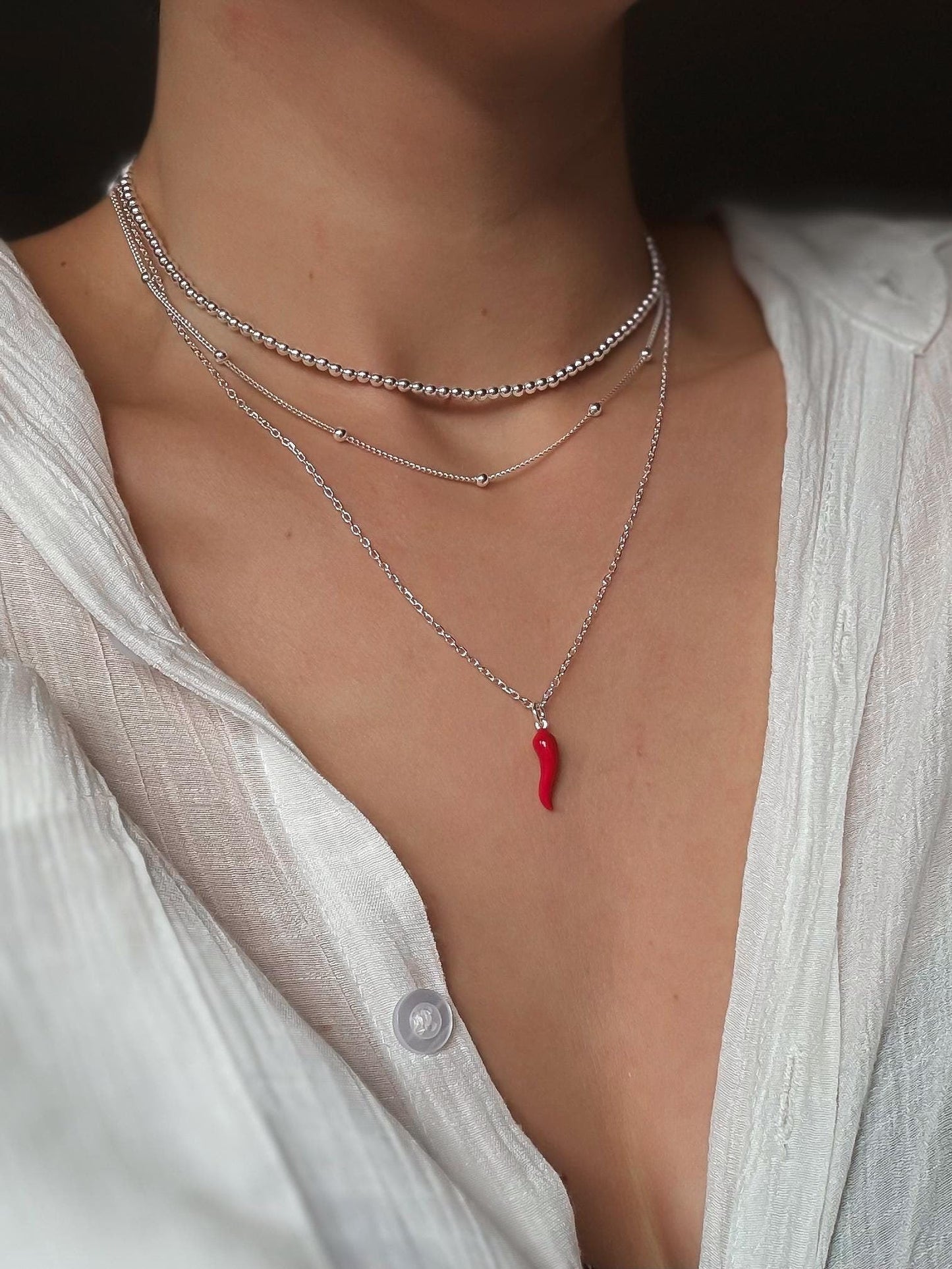 Italiaanse rode cornetto ketting - Elegante talisman tegen het boze oog