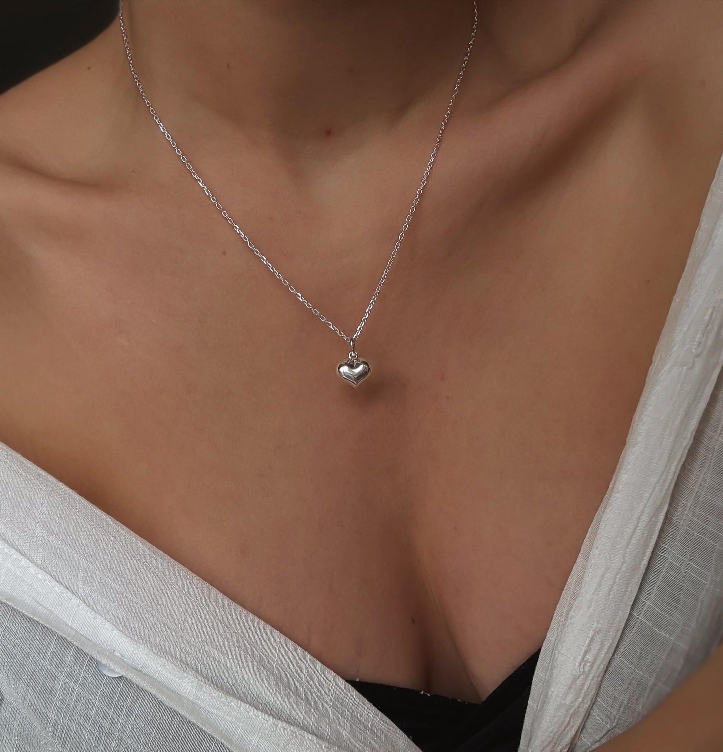 Italiaanse zilveren hart ketting - Romantische sterling zilveren hanger