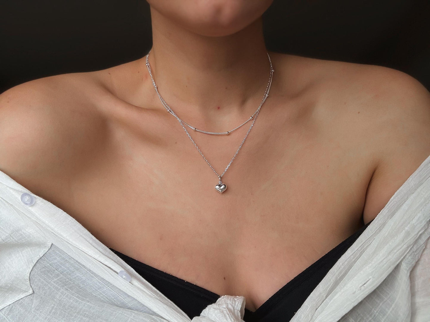 Italiaanse zilveren hart ketting - Romantische sterling zilveren hanger