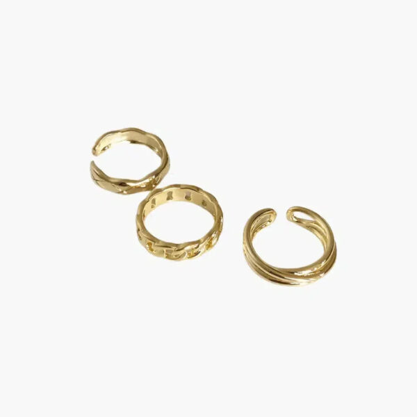 Goudkleurig hoopring-trio - Gedraaide structuur