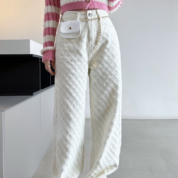 Cerelline – Textuur geweven patroon – Wijde broek