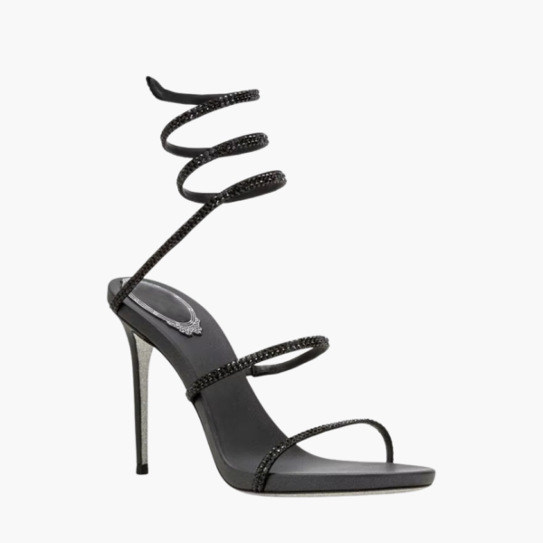 Desideria – Fijne naaldhak – Strass sandalen met dubbele band