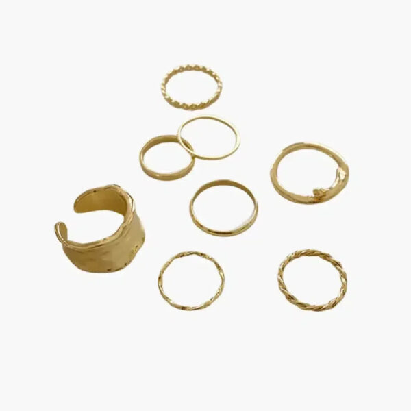 Goudkleurige ringenset - Minimalistisch & stapelbaar (8-delig)