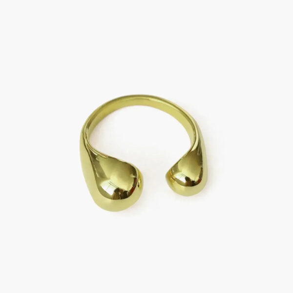 Minimalistische goudkleurige open ring - Gepolijst druppel-ontwerp