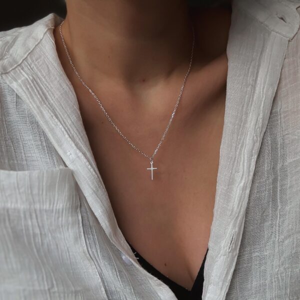 Italiaanse zilveren kruis ketting - Elegante sterling zilveren hanger